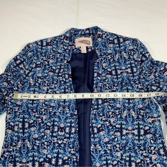 Forever 21 Blue Abstract Floral Open Front Blazer size M - Picture 4 of 10